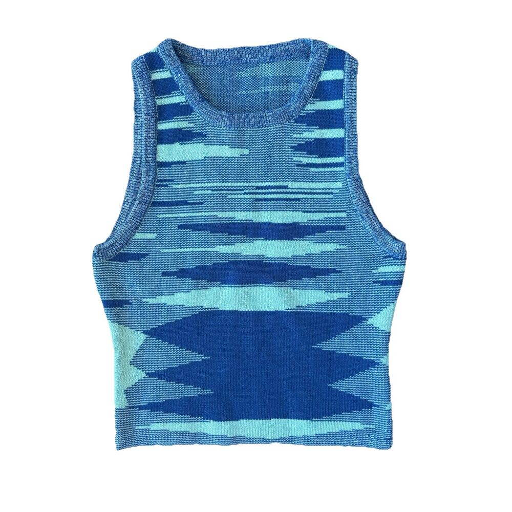 Size Small Retro Bright Blue Cobalt Fabulous Crop Sweater Stretchy Thick Club